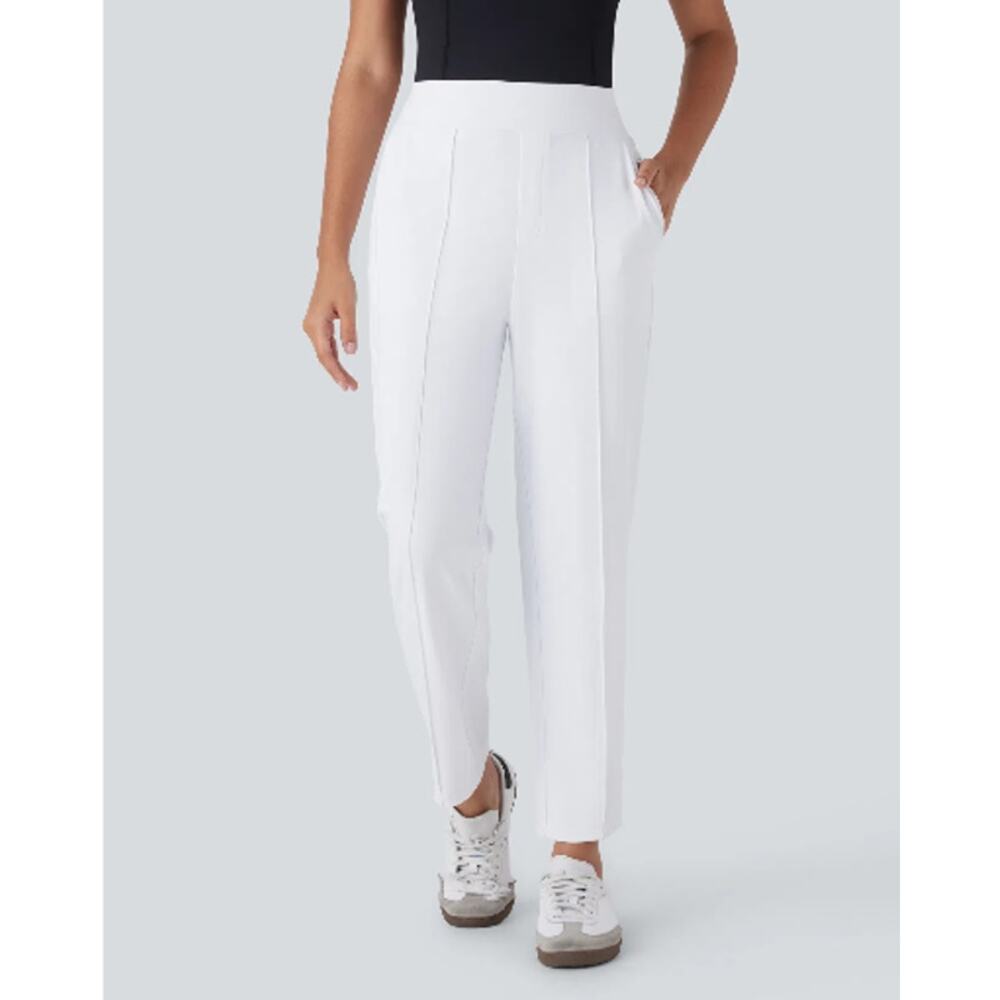 Halara Golf Pants White S Tall High Waist Straight Leg UPF 40+ Quick Dry Pocket
